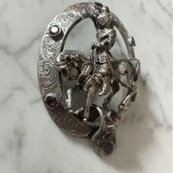 Silver with Ruby embellishments, Brooch - Image 2