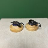 Bronze crayfish and stag beetle mounted on siena bases - Image 2